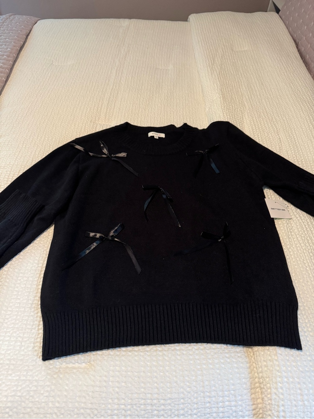 Women’s Black Ribbon-Accent Sweater